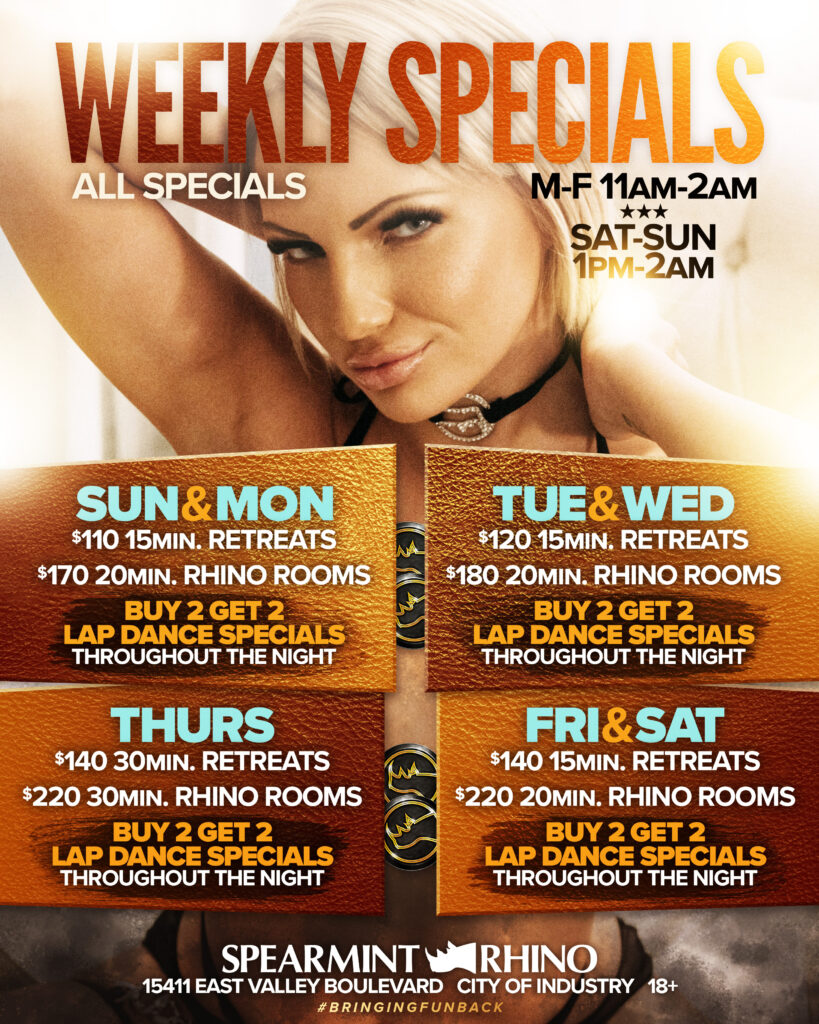 Weekly Events at City of Industry Spearmint Rhino Gentlemen's Club